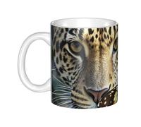 LMNGH Leopard And Butterfly Ceramic Coffee Mug 11oz Novelty Tea Cup With Handle Coffee Cup For Men Women Office Work