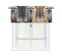 LMNGH Lovely Pomeranian Curtain Valance for Windows,Kitchen Window Curtains Blackout Drapes Window Treatments Decorative Rod Pocket Short Curtain for Living Room Bedroom,54" W x 18" L