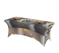 LMNGH Lovely Pomeranian Decorative Tablecloth Protector for Wedding, Banquet & Parties6FT Spandex Rectangle Tablecloths, Stretch Washable Table Cloth Wrinkle Free Patio Table Cover