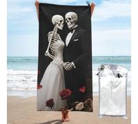 LMNGH Lovers Skull Bath Towel Super Absorbent Quick Dry Bathroom Towel Sand Free Microfiber Beach Towels for Bathroom, Gym, Spa and Hotel Towel 31.5"x63"