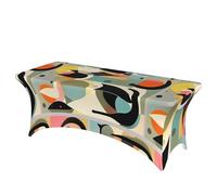 LMNGH Mid-Century Modern Art Cat Decorative Tablecloth Protector for Wedding, Banquet & Parties6FT Spandex Rectangle Tablecloths, Stretch Washable Table Cloth Wrinkle Free Patio Table Cover