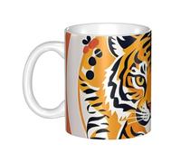 LMNGH New Year Tiger Logo Design Ceramic Coffee Mug 11oz Novelty Tea Cup With Handle Coffee Cup For Men Women Office Work