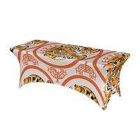 LMNGH New Year Tiger Logo Design Decorative Tablecloth Protector for Wedding, Banquet & Parties6FT Spandex Rectangle Tablecloths, Stretch Washable Table Cloth Wrinkle Free Patio Table Cover