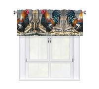 LMNGH Old Rooster Illustration Curtain Valance for Windows,Kitchen Window Curtains Blackout Drapes Window Treatments Decorative Rod Pocket Short Curtain for Living Room Bedroom,54" W x 18" L