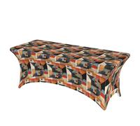 LMNGH Orange Red Eyes Cat Decorative Tablecloth Protector for Wedding, Banquet & Parties6FT Spandex Rectangle Tablecloths, Stretch Washable Table Cloth Wrinkle Free Patio Table Cover