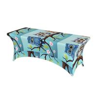 LMNGH Owls on a Branch Decorative Tablecloth Protector for Wedding, Banquet & Parties6FT Spandex Rectangle Tablecloths, Stretch Washable Table Cloth Wrinkle Free Patio Table Cover