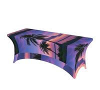 LMNGH Palm Tree Purple Sunset Decorative Tablecloth Protector for Wedding, Banquet & Parties6FT Spandex Rectangle Tablecloths, Stretch Washable Table Cloth Wrinkle Free Patio Table Cover