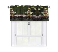 LMNGH Peace Tree Frog Curtain Valance for Windows,Kitchen Window Curtains Blackout Drapes Window Treatments Decorative Rod Pocket Short Curtain for Living Room Bedroom,54" W x 18" L