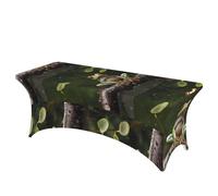 LMNGH Peace Tree Frog Decorative Tablecloth Protector for Wedding, Banquet & Parties6FT Spandex Rectangle Tablecloths, Stretch Washable Table Cloth Wrinkle Free Patio Table Cover