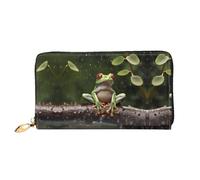 LMNGH Peace Tree Frog Leather Wallet for Women Long Coin Purse Ultra Slim Credit Cards Holder Bifold Clutch