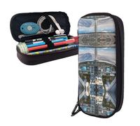LMNGH Pencil Case Large Capacity Pencil Pouch Aesthetic Pen Bag Office Stationery Organizer Leather Pen Holder Airplane Cockpit Makeup Bags Pencil Case Box for Men Women Work Office