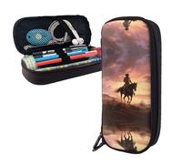 LMNGH Pencil Case Large Capacity Pencil Pouch Aesthetic Pen Bag Office Stationery Organizer Leather Pen Holder Cowboy West Makeup Bags Pencil Case Box for Men Women Work Office