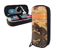 LMNGH Pencil Case Large Capacity Pencil Pouch Aesthetic Pen Bag Office Stationery Organizer Leather Pen Holder Motorcycle Makeup Bags Pencil Case Box for Men Women Work Office