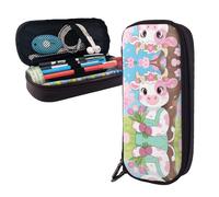 LMNGH Pencil Case Large Capacity Pencil Pouch Aesthetic Pen Bag Office Stationery Organizer Leather Pen Holder Cute Flower Cow Makeup Bags Pencil Case Box for Men Women Work Office