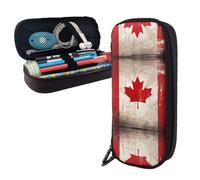 LMNGH Pencil Case Large Capacity Pencil Pouch Aesthetic Pen Bag Office Stationery Organizer Leather Pen Holder Retro Canada Flag Makeup Bags Pencil Case Box for Men Women Work Office