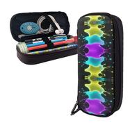 LMNGH Pencil Case Large Capacity Pencil Pouch Aesthetic Pen Bag Office Stationery Organizer Leather Pen Holder Glow in Dark Splatter Neon Makeup Bags Pencil Case Box for Men Women Work Office