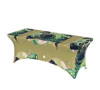 LMNGH Pug Green Polka Dot Decorative Tablecloth Protector for Wedding, Banquet & Parties6FT Spandex Rectangle Tablecloths, Stretch Washable Table Cloth Wrinkle Free Patio Table Cover