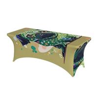 LMNGH Pug Green Polka Dot Decorative Tablecloth Protector for Wedding, Banquet & Parties6FT Spandex Rectangle Tablecloths, Stretch Washable Table Cloth Wrinkle Free Patio Table Cover