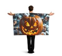 LMNGH Pumpkin lantern Flag Cape with Sleeves for Adults, Wearable Flag Cloak Lightweight Body Flag Cloak Outfits Costume Accessories for Party Favors Celebrations
