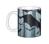 LMNGH Purple Black Goth Spooky Bat Ceramic Coffee Mug 11oz Novelty Tea Cup With Handle Coffee Cup For Men Women Office Work
