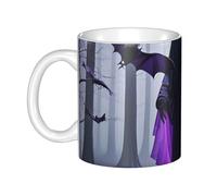 LMNGH Purple Black Goth Spooky Ceramic Coffee Mug 11oz Novelty Tea Cup With Handle Coffee Cup For Men Women Office Work