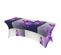 LMNGH Purple Butterfly1 Decorative Tablecloth Protector for Wedding, Banquet & Parties6FT Spandex Rectangle Tablecloths, Stretch Washable Table Cloth Wrinkle Free Patio Table Cover