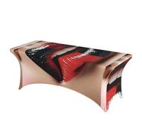 LMNGH Red and Black Lips Decorative Tablecloth Protector for Wedding, Banquet & Parties6FT Spandex Rectangle Tablecloths, Stretch Washable Table Cloth Wrinkle Free Patio Table Cover
