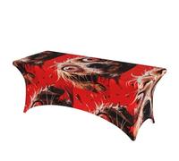 LMNGH red Dog Decorative Tablecloth Protector for Wedding, Banquet & Parties6FT Spandex Rectangle Tablecloths, Stretch Washable Table Cloth Wrinkle Free Patio Table Cover