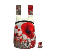 LMNGH Red Poppy Flower Backpack - Lightweight 16L Foldable Hiking Daypack Packable Back Pack Travel Bag Zipper