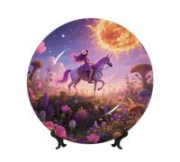 LMNGH Retro Boho Sun Bone China Decorative Plate,10in（25cm） Ceramic Decorative Plates with Display Stand,Ceramic Ornaments Art Porcelain Plate for Home Office Wall Decor Collections Plates