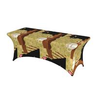 LMNGH Retro Cat Decorative Tablecloth Protector for Wedding, Banquet & Parties6FT Spandex Rectangle Tablecloths, Stretch Washable Table Cloth Wrinkle Free Patio Table Cover