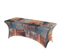 LMNGH Sailboat and Sunset Decorative Tablecloth Protector for Wedding, Banquet & Parties6FT Spandex Rectangle Tablecloths, Stretch Washable Table Cloth Wrinkle Free Patio Table Cover