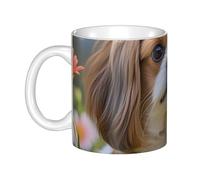 LMNGH Shih Tzu Dog And Flowers Ceramic Coffee Mug 11oz Novelty Tea Cup With Handle Coffee Cup For Men Women Office Work