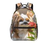 LMNGH Shih Tzu Dog And Flowers Cute Backpack Waterproof Lightweight Casual Backpack One Size Daypack Travel Laptop Bag For Men Women