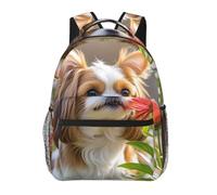 LMNGH Shih Tzu Dog And Flowers Cute Backpack Waterproof Lightweight Casual Backpack One Size Daypack Travel Laptop Bag For Men Women