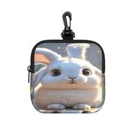 LMNGH Small Neoprene Pouch, Mini Portable Makeup Bag With Carabiner Keychain Waterproof Travel Coin Purse Storage Bag Easter Bunny Clutch Cosmetic Organizer For Women