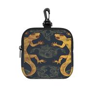 LMNGH Small Neoprene Pouch, Mini Portable Makeup Bag With Carabiner Keychain Waterproof Travel Coin Purse Storage Bag Gecko Lizards Clutch Cosmetic Organizer For Women