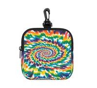 LMNGH Small Neoprene Pouch, Mini Portable Makeup Bag With Carabiner Keychain Waterproof Travel Coin Purse Storage Bag Colorful Spiral Tie Dye Clutch Cosmetic Organizer For Women