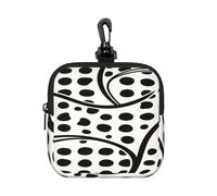 LMNGH Small Neoprene Pouch, Mini Portable Makeup Bag With Carabiner Keychain Waterproof Travel Coin Purse Storage Bag Black And White Cow Print Clutch Cosmetic Organizer For Women