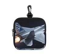 LMNGH Small Neoprene Pouch, Mini Portable Makeup Bag With Carabiner Keychain Waterproof Travel Coin Purse Storage Bag Aircraft Fighter Jets Clutch Cosmetic Organizer For Women