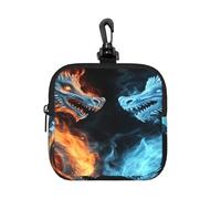 LMNGH Small Neoprene Pouch, Mini Portable Makeup Bag With Carabiner Keychain Waterproof Travel Coin Purse Storage Bag Ice And Fire Dragons Clutch Cosmetic Organizer For Women