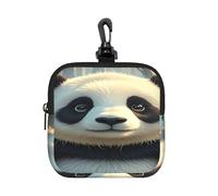 LMNGH Small Neoprene Pouch, Mini Portable Makeup Bag With Carabiner Keychain Waterproof Travel Coin Purse Storage Bag Anime Panda Clutch Cosmetic Organizer For Women