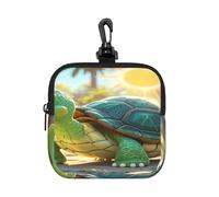 LMNGH Small Neoprene Pouch, Mini Portable Makeup Bag With Carabiner Keychain Waterproof Travel Coin Purse Storage Bag Turtle Clutch Cosmetic Organizer For Women