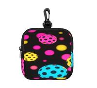 LMNGH Small Neoprene Pouch, Mini Portable Makeup Bag With Carabiner Keychain Waterproof Travel Coin Purse Storage Bag Colorful Polka Dot Clutch Cosmetic Organizer For Women