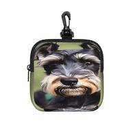 LMNGH Small Neoprene Pouch, Mini Portable Makeup Bag With Carabiner Keychain Waterproof Travel Coin Purse Storage Bag Adorable Schnauzer Clutch Cosmetic Organizer For Women