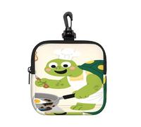 LMNGH Small Neoprene Pouch, Mini Portable Makeup Bag With Carabiner Keychain Waterproof Travel Coin Purse Storage Bag Funny Turtle Clutch Cosmetic Organizer For Women