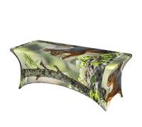 LMNGH Squirrel in the Woods Decorative Tablecloth Protector for Wedding, Banquet & Parties6FT Spandex Rectangle Tablecloths, Stretch Washable Table Cloth Wrinkle Free Patio Table Cover