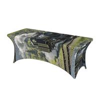 LMNGH Steam Train Decorative Tablecloth Protector for Wedding, Banquet & Parties6FT Spandex Rectangle Tablecloths, Stretch Washable Table Cloth Wrinkle Free Patio Table Cover
