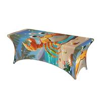 LMNGH Summer Cartoon Crab Decorative Tablecloth Protector for Wedding, Banquet & Parties6FT Spandex Rectangle Tablecloths, Stretch Washable Table Cloth Wrinkle Free Patio Table Cover