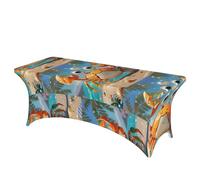 LMNGH Summer Cartoon Crab Decorative Tablecloth Protector for Wedding, Banquet & Parties6FT Spandex Rectangle Tablecloths, Stretch Washable Table Cloth Wrinkle Free Patio Table Cover